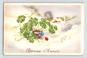 Postal Feliz Año Nuevo Bonne Annee Bélgica Publicada Años 1910 Sin Publicar Dividida Atrás - Imagen 1 de 2