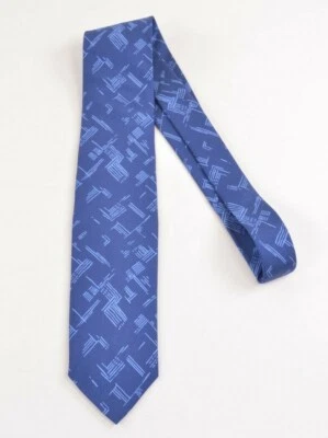 Luciano Barbera новый без ЯРЛЫКОВ шелковый галстук в синий с светло-синий геометрический дизайн - Изображение 1 из 4