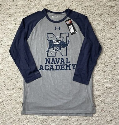 NEW Sz Med Men’s Under Armour Naval Academy Midshipmen Goat Long Sleeve Shirt - Image 1 of 4