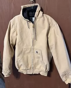 Vintage Carhartt J06WET hellbrauner Arbeitsmantel Kapuze gesteppt hergestellt in den USA Größe M Tall Tub8 - Bild 1 von 15