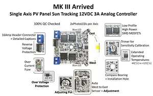 MK III 12V 3Amp Single Axis Solar Panel Sun Tracking Analog Controller Board DIY - Picture 1 of 12