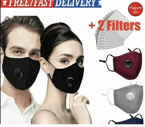 Washable Reusable Cotton Fabric Face Mask with Respirator & 1x PM 2.5 Filters - Picture 1 of 12