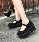 Womens Gothic Round Toe Suede Mary Janes High Platform Heels Shoe