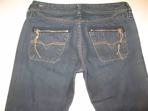 Pantalones de mezclilla diesel bajos para mujer talla 27 pierna recta baja 100 % algodón azul oscuro hechos en Italia - Imagen 1 de 12