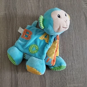 SPARK Create Imagine Monkey Plush Crinkle Baby Book ABC's Rattle Soft Lovey Blue - Picture 1 of 7
