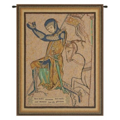 Croise Genoux Knight of the Cross Medieval European Woven Tapestry Wall Hanging - Image 1 of 4