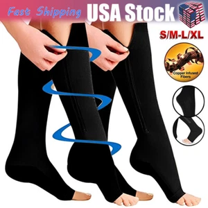 3x Zip Sox Toeless Zipper Controlled Compression Socks 20-30 mmHg for Women Men - Picture 1 of 14