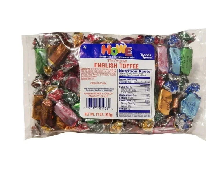 6 11oz howe english toffee candy free shipping