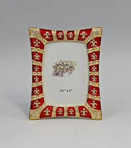 9987196 Tisch-Bilder-Rahmen Metal Glass Stones Gold Enameled - Foto 1 di 1