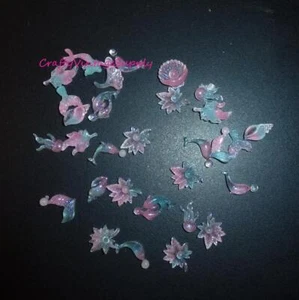 Cáscara de ostra de sirena, cáscara de cangrejo, pez caballito de mar, coctelera rosa azul súper pequeña, - Imagen 1 de 1
