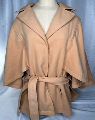 Abrigo de mujer Joan Rivers camel con corbata en la cintura, mediano, nuevo sin etiquetas Foto 1 de 4