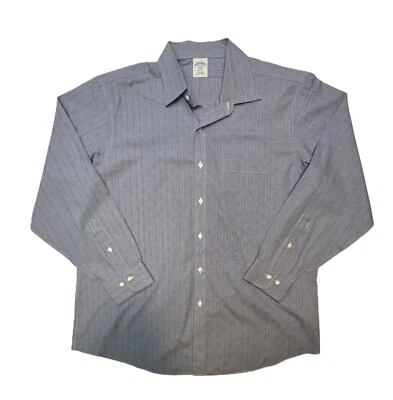 Brooks Brothers Regent Long Sleeve Dress Shirt Blue Geometric Mens Size 17.5-4/5 - Image 1 of 4