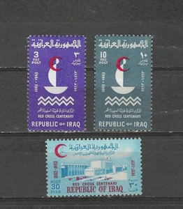 IRAQ , 1963 , CENT. RED CROSS , SET OF 3 STAMPS   , PERF ,  VLH - Picture 1 of 1