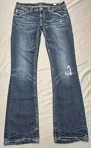 Mek Denim New Mazatlan Slim Bootcut Women’s 29x34 Flap Pockets Embroidered Jeans - Picture 1 of 7