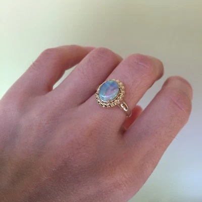 Juego de anillos de ópalo sólido natural Australa 100 % 1,3 quilates oro 9 quilates peso 2,59 G #24  Foto 1 de 4