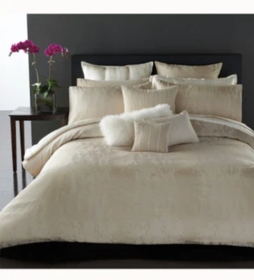 Donna Karan Home Moonscape Reversible Textured Jacquard Duvet Cover KING Champag - Image 1 of 2