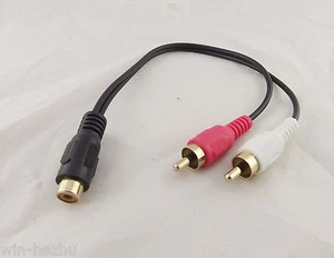 RCA Phono Female To 2 RCA Male Gold Plated Video Audio Adapter Y Splitter Cable - Picture 1 of 6