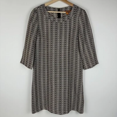 Vestido geométrico Tory Burch 100 % seda marrón blanco para mujer 6 Foto 1 de 4