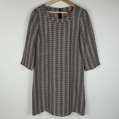 Abito donna Tory Burch 100% seta marrone bianco geometrico 6