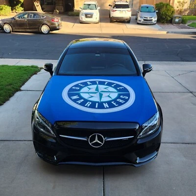 Seattle Mariners Auto Hood Cover | Sports Flags | Hood Flags | 150x120cm - Image 1 of 4
