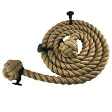 28mm Natural Hemp Bannister Rope x 1.4m c/w 3 Black Fittings & 3 Wooden Mounts