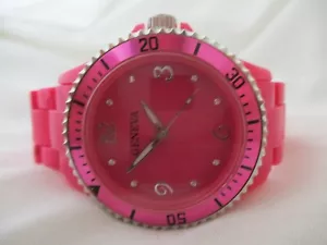 Pink Geneva Women's Watch, Plastic Link Bracelet Band - Picture 1 of 12