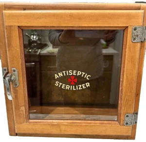 Early 1900s Antiseptic Sterilizer Cabinet, Oak Wood, Doctor Barber Antique *Read - Picture 1 of 17