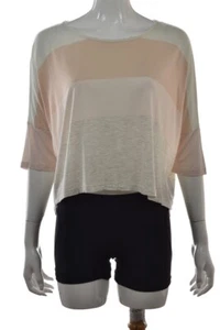 Wilfred Womens Top Size M Ivory Striped Knit Shirt Short Sleeve Casual Hi-lo Hem - Picture 1 of 4