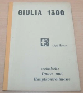 Alfa Romeo Giulia 1300 Reifen Motor Technische Daten Werkstatthandbuch 4/1966 - Picture 1 of 3