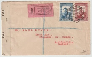 LOURENCO MARQUES 1944 CUBIERTA REGISTRADA Y CENSURADA A ZEETA CAFÉ RICHMOND SURREY - Imagen 1 de 2