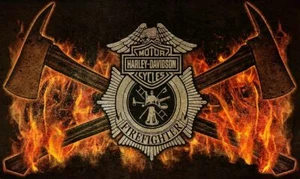 HARLEY DAVIDSON MOTORCYCLES FEUERWEHR FEUERWEHR SCHWERLAST HERGESTELLT IN DEN USA METALL ADV-SCHILD - Bild 1 von 1