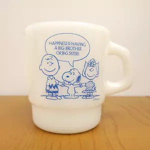 Vintage Snoopy Peanuts Coffee Mug Big Brothers Sisters Anchor Hocking Happiness - Picture 1 of 7