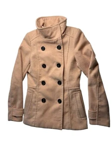 H&M Pink Double Breasted Pea Coat Large Buttons. High Collar Size Women's US 2 - Picture 1 of 13