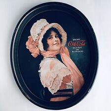 VINTAGE 1972 DRINK COCA-COLA ADVERTISING METAL OVAL SERVING TRAY 1914 BETTY GIRL