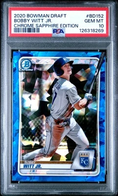 2020 Bowman Draft Chrome Sapphire Bobby Witt Jr. BASE PSA 10 KANSAS CITY ROYALS - Image 1 of 2