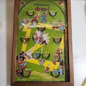 Vintage Poosh-M-Up Jr 4 - 1 Pinball Baseball Tabletop Game Northwestern Products - Picture 1 of 12