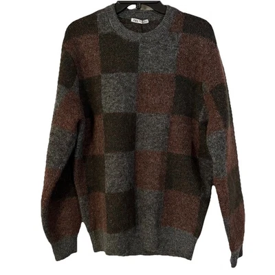 New Zara Wool Alpaca Blend Men’s Gray Plaid Sweater Large 9598/313 - Image 1 of 4