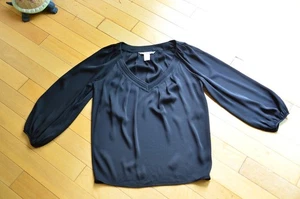 Diane Von Furstenberg Cahil Silk Black Top Blouse Size 8 - Picture 1 of 9