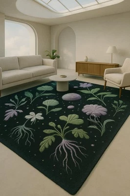 Alfombra grande floral acolchada 8x10 lana moderna alfombra floral Foto 1 de 4