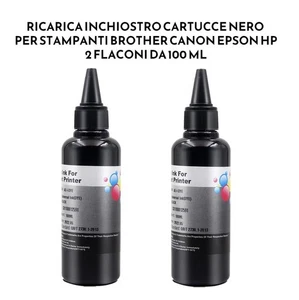 Ricarica inchiostro cartucce Nero per stampanti Brother Canon Epson HP 2x 100 ml - Foto 1 di 1