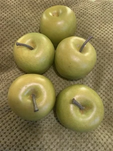 Lot Of 5 Large Artificial Plastic Green Apples ๐ - Picture 1 of 2