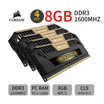 Corsair Vengeance Pro 32GB 4x 8GB DDR3 1600MHz CL9 PC3-12800U PC Memory Gold BT - Image 1 of 4