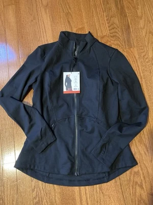 NUEVO CON ETIQUETAS SPYDER Chaqueta de Yoga Negra para Mujer Cremallera Completa y Agujeros para los Pulgares Atlética Mediana Foto 1 de 4