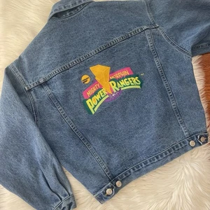 Vintage Mighty Morphin Power Rangers Denim Jacket Size Youth XL - Women Small - Picture 1 of 8