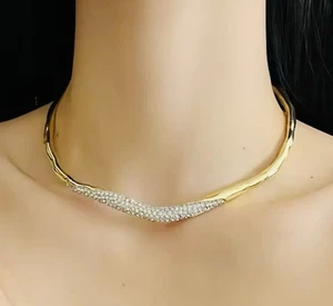 Schmales Halsband Halskette Kristall Pavé Gold Solanales Alexis Bittar STYLE S24 - Bild 1 von 5