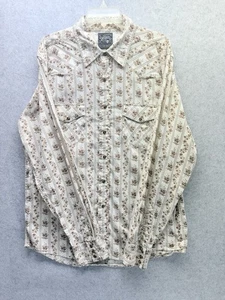 Southern Threads Long Sleeve Floral Tan-Brown Snap Men’s Dress Shirt Size L - Picture 1 of 7