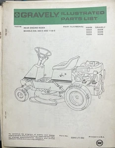 Manual de piezas de motor trasero vintage Gravely Hahn 830 830-E 1130-E (1980) - Imagen 1 de 1