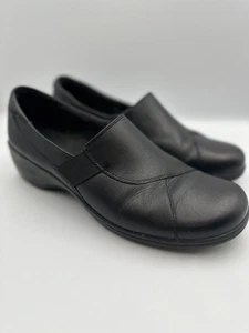 Zuecos mocasines Clarks GRASP de cuero negro sin cordones confort para mujer talla 11 M - Imagen 1 de 12