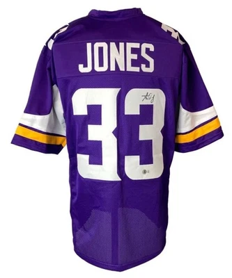 Camiseta firmada por Aaron Jones de los Minnesota Vikings (Beckett) XL ¡Todo cosido! Foto 1 de 3