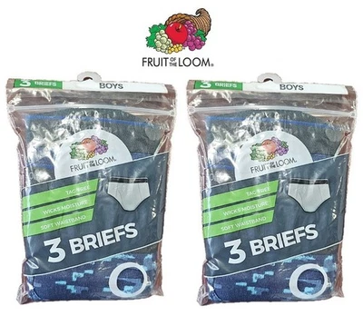 Fruit of the Loom Boy's 100% Cotton Tagless Briefs w/ Wicking Technology 6-Pack - Image 1 of 4